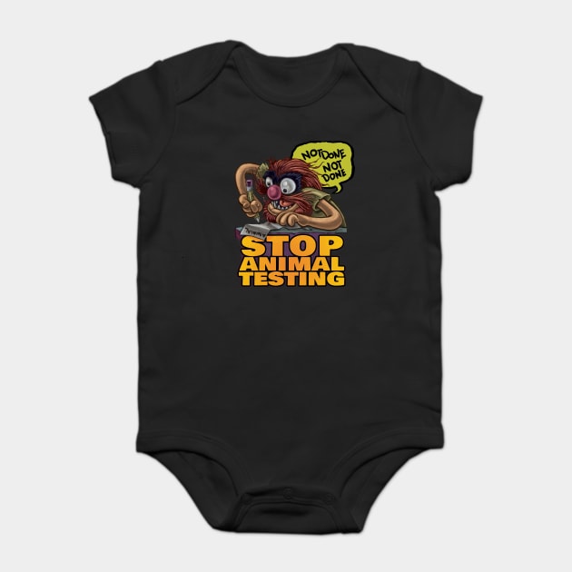 Stop Animal Testing Baby Bodysuit by majanation